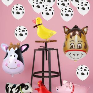 InBy 43pcs Farm Animal Balloon Decoration Cow Chicken Duck Pig Walking Balloon for Baby Shower Farm Theme Birthday Party Decorations Suppllies Cow Donkey Pig Head Mylar Balloon Barn Animal Balloons