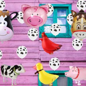 InBy 43pcs Farm Animal Balloon Decoration Cow Chicken Duck Pig Walking Balloon for Baby Shower Farm Theme Birthday Party Decorations Suppllies Cow Donkey Pig Head Mylar Balloon Barn Animal Balloons