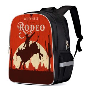 fashion elementary student school bags- wild west rodeo cowboy, durable school backpacks outdoor daypack travel packback for kids boys girls