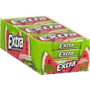 extra chewing gum, sweet watermelon sugarfree, 12 ounce (pack of 12)
