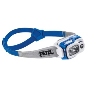 petzl, swift rl rechargeable headlamp with 900 lumens & automatic brightness adjustment, blue
