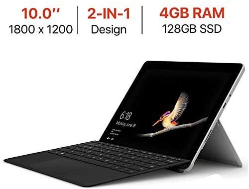 Microsoft Surface Go 10’’ Touchscreen (1800x1200) PixelSense Display w/Surface Type Cover, Intel Pentium Gold 4415Y Facial Recognition USB-C Windows Ink Active Windows 10 S Mode 4GB RAM 128GB SSD