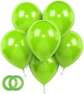 lime latex balloons, 100pcs 12-inch,light green balloons as birthday balloons baby shower jungle dinosaur theme party decorations, gender reveal(with green ribbon)