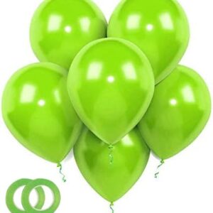 Lime Latex Balloons, 100pcs 12-Inch,Light Green Balloons as Birthday Balloons Baby Shower Jungle Dinosaur Theme Party Decorations, Gender Reveal(with Green Ribbon)