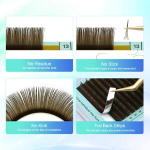 NAGARAKU Natural Brown Color Eyelash Extensions 0.15mm D curl 7-15mm Mix Tray Individual Lashes Classic Faux Mink Volume 20 rows Soft Eyelash Supplies