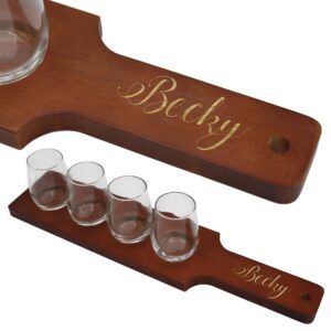 custom personalized wine tasting flight sampler serving set with 4 glasses - engraved gift for mom, dad, her, him (red/brown finish)