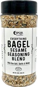 everything bagel seasoning blend original xl 10 ounce jar. delicious blend of sea salt and spices dried minced garlic & onion flakes. bagel allspice, sesame seasoning spice shakerac