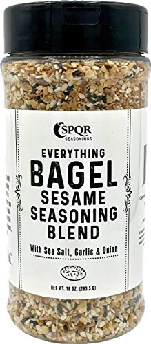 Everything Bagel Seasoning Blend Original XL 10 Ounce Jar. Delicious Blend of Sea Salt and Spices Dried Minced Garlic & Onion Flakes. Bagel Allspice, Sesame Seasoning Spice Shakerac