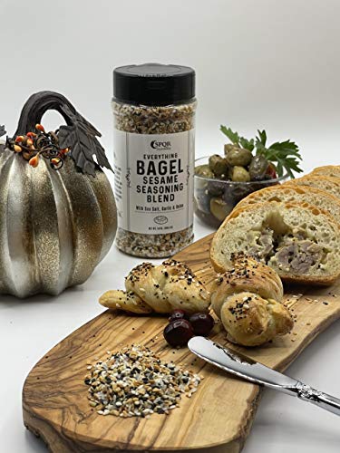 Everything Bagel Seasoning Blend Original XL 10 Ounce Jar. Delicious Blend of Sea Salt and Spices Dried Minced Garlic & Onion Flakes. Bagel Allspice, Sesame Seasoning Spice Shakerac