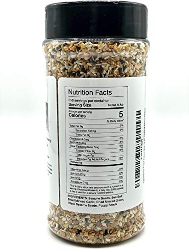 Everything Bagel Seasoning Blend Original XL 10 Ounce Jar. Delicious Blend of Sea Salt and Spices Dried Minced Garlic & Onion Flakes. Bagel Allspice, Sesame Seasoning Spice Shakerac