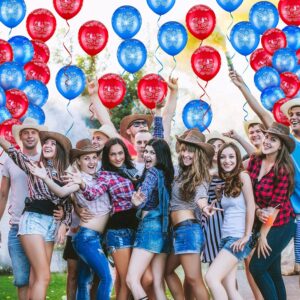 40 Pieces Western Cowboy Bandana Balloons Cowboy Balloons Large 12 Inch Latex Bandana Balloon Blue Red for Western Cowboy Birthday Wedding Baby Shower Party Decorations