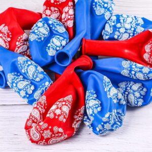 40 Pieces Western Cowboy Bandana Balloons Cowboy Balloons Large 12 Inch Latex Bandana Balloon Blue Red for Western Cowboy Birthday Wedding Baby Shower Party Decorations