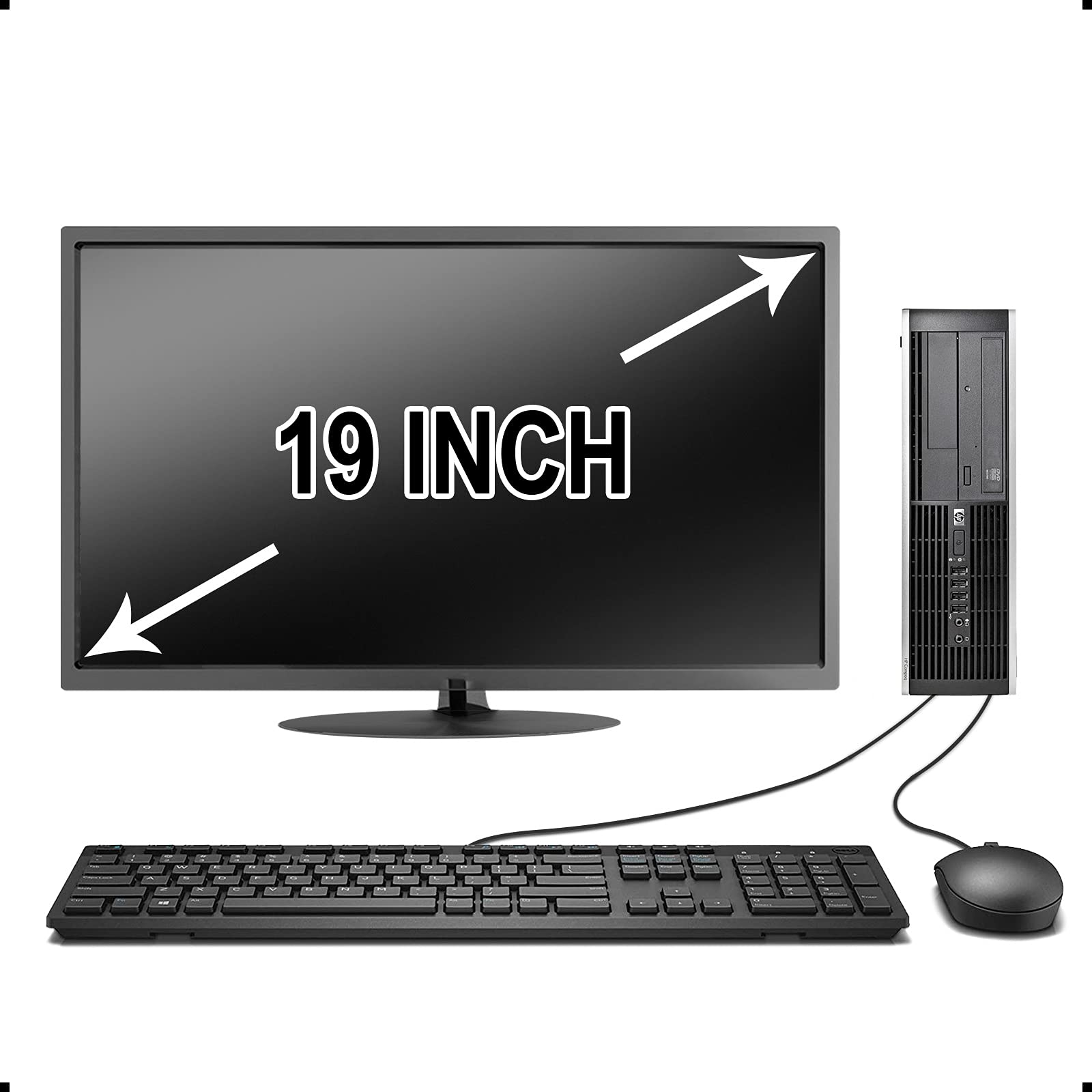 HP Elite PC Desktop Computer Package - Intel Quad Core i5 3.1GHz, 8GB RAM, 500GB, 19inch LCD Monitor, Keyboard, Mouse, DVD, WiFi Adapter, Windows 10 Professional (Renewed)