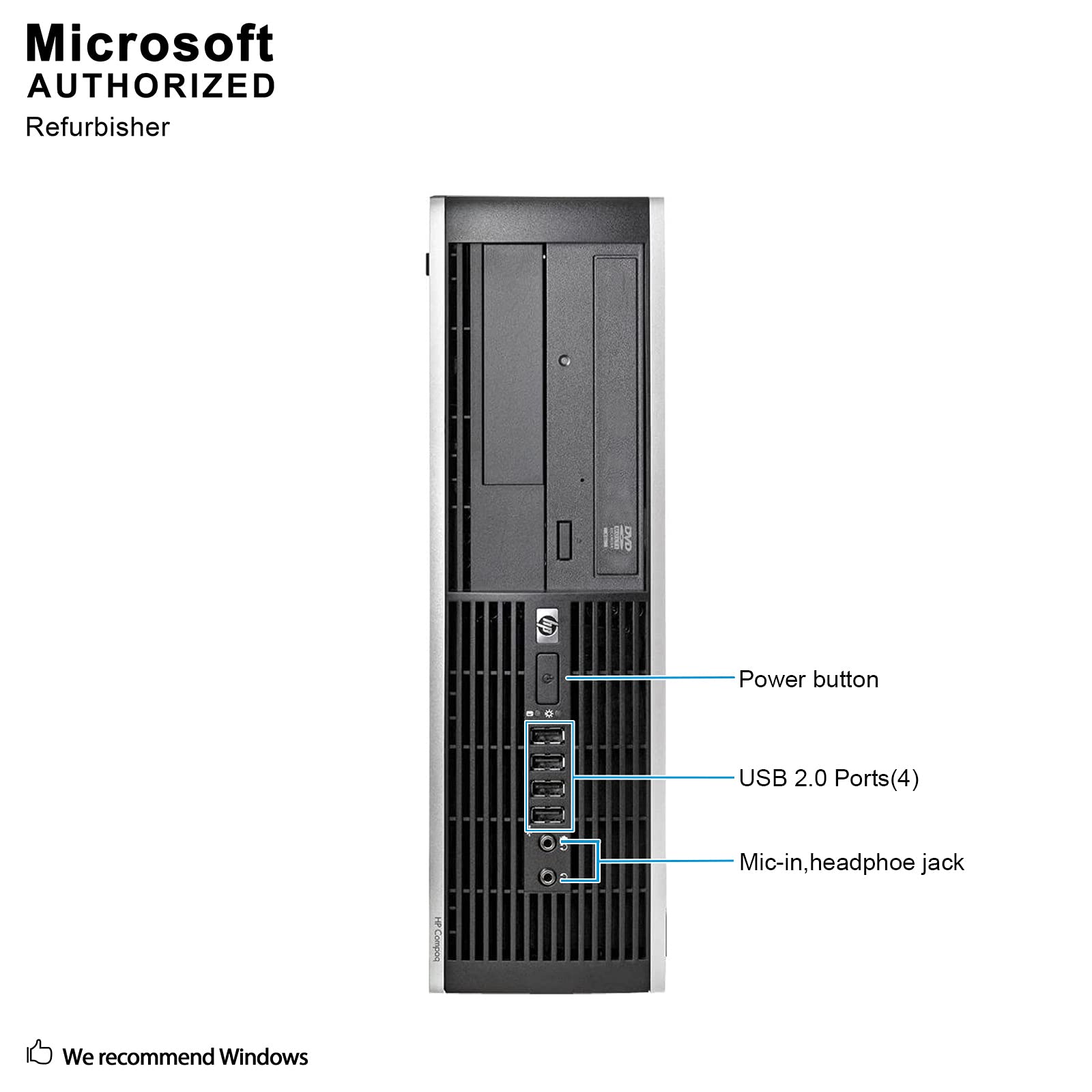 HP Elite PC Desktop Computer Package - Intel Quad Core i5 3.1GHz, 8GB RAM, 500GB, 19inch LCD Monitor, Keyboard, Mouse, DVD, WiFi Adapter, Windows 10 Professional (Renewed)