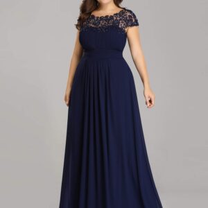 Ever-Pretty Womens Plus Size Rinestone Maxi Formal Evening Dresses Navy Blue US20