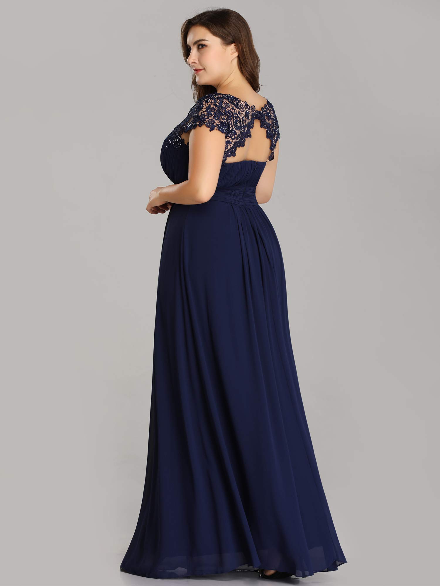 Ever-Pretty Womens Plus Size Rinestone Maxi Formal Evening Dresses Navy Blue US20