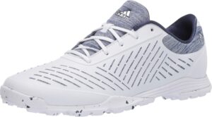adidas women's w adipure sport 2.0 golf shoe, ftwr white/silver metallic/tech indigo, 6.5 medium us