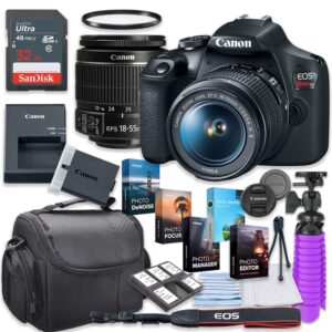 canon eos rebel t7 dslr camera with 18-55mm lens + 32gb card + accessory photo bundle