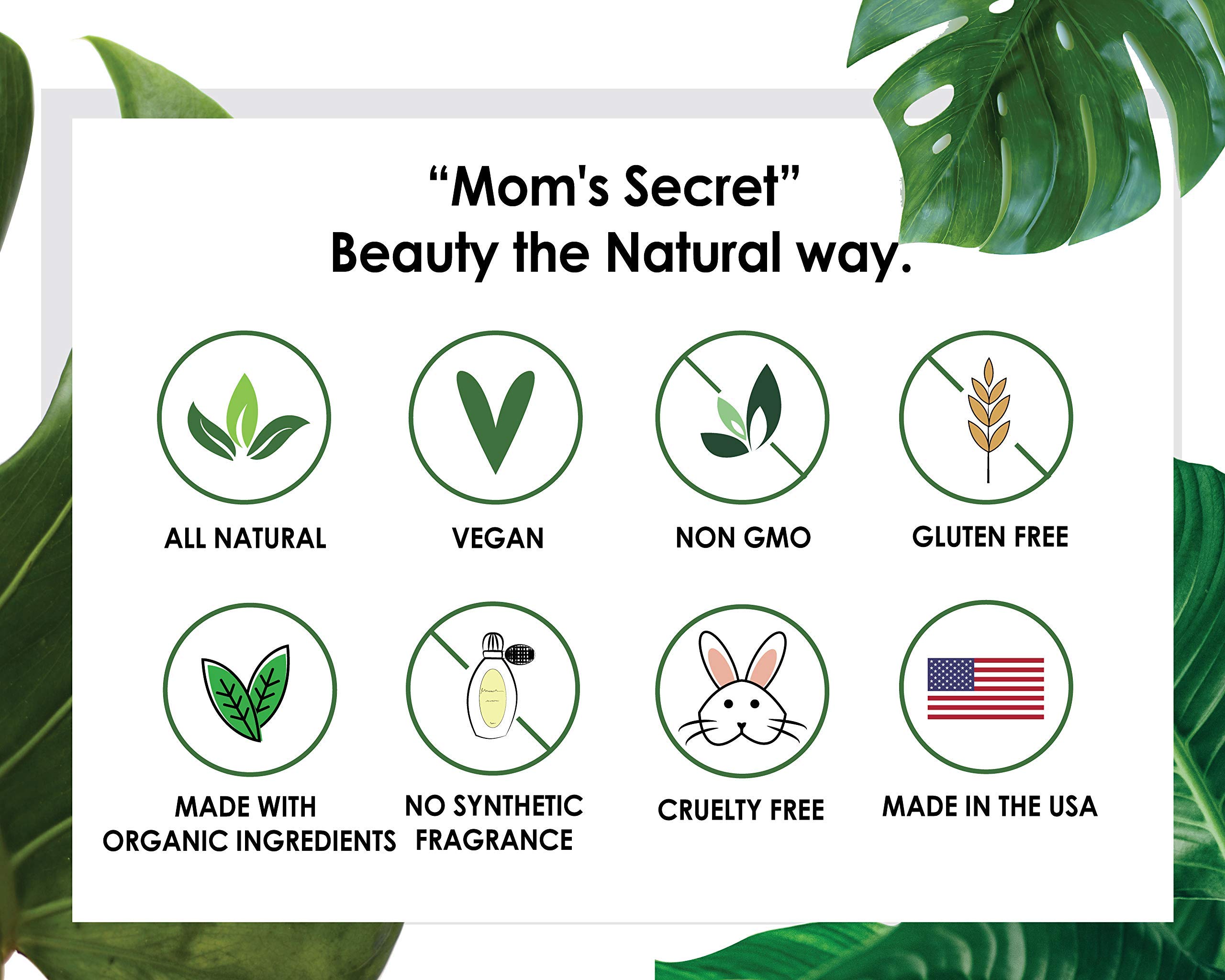 Mom's Secret 100% Natural Foundation, Organic, Vegan, Aloe Based, Natural Sun Protection, Gluten Free, Cruelty Free, Made in the USA, 1FL Oz. (Nude)