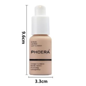 2 Pack PHOERA Foundation,Flawless Matte Liquid Foundation Makeup for Women。102 Nude-30m