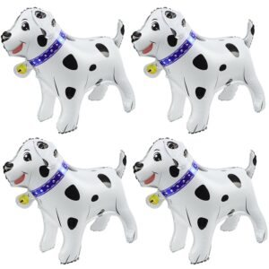 4d animal dog airwalker walking balloons standing pet puppy dog balloon dalmatian balloon for party supplies birthday decoration, 4 pcs 21'' self-stand doggy mylar foil balloons
