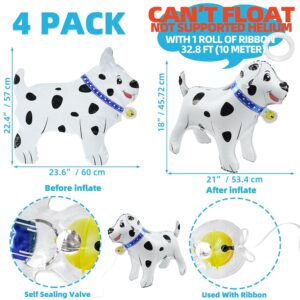 4D Animal Dog Airwalker Walking Balloons Standing Pet Puppy Dog Balloon Dalmatian Balloon For Party Supplies Birthday Decoration, 4 pcs 21'' Self-Stand Doggy Mylar Foil Balloons