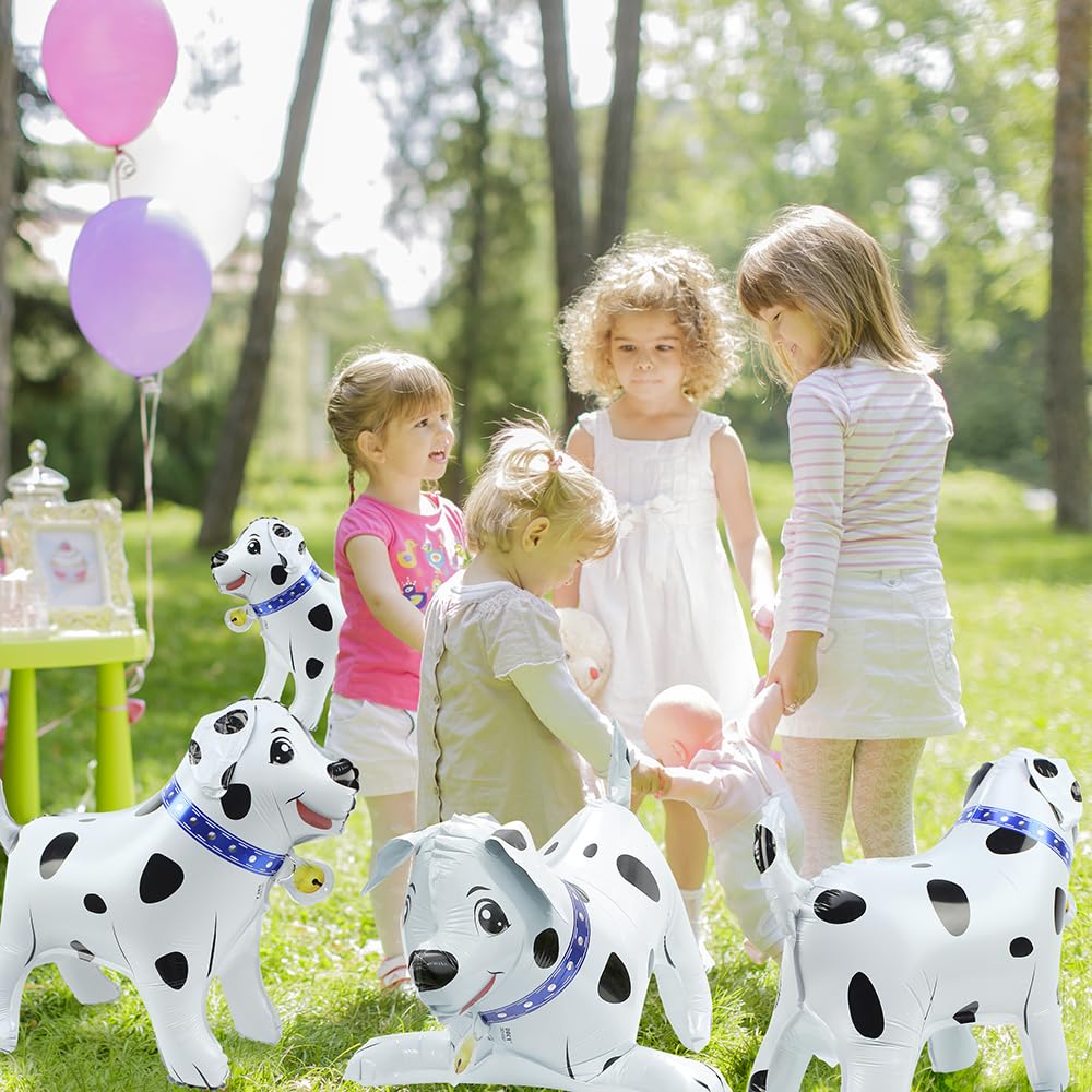 4D Animal Dog Airwalker Walking Balloons Standing Pet Puppy Dog Balloon Dalmatian Balloon For Party Supplies Birthday Decoration, 4 pcs 21'' Self-Stand Doggy Mylar Foil Balloons