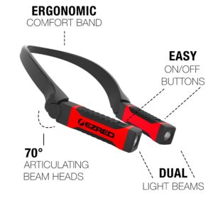 EZRED Bright NK10 ANYWEAR Neck Light for Hands-Free Lighting, Red and black