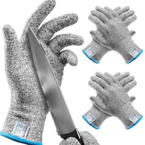 stark safe cut resistant gloves, level 5 protection, kitchen cut gloves for meat, shucking, fillet, mandolin slicing, carving, 2 pair, large