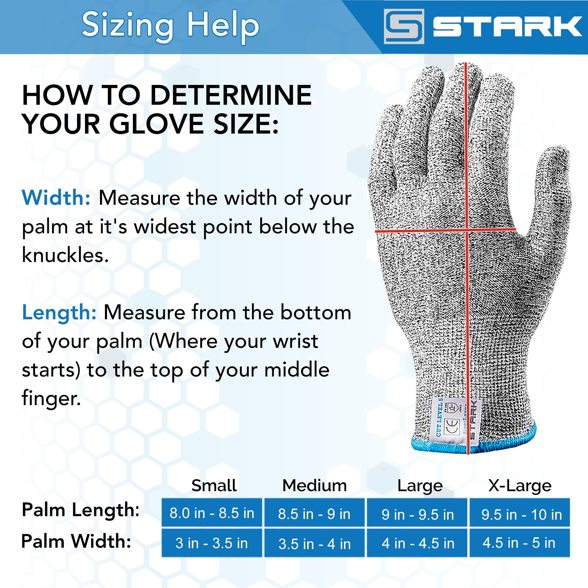 Stark Safe Cut Resistant Gloves, Level 5 Protection, Kitchen Cut Gloves for Meat, Shucking, Fillet, Mandolin Slicing, Carving, 2 Pair, Large