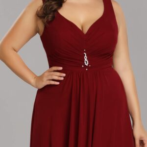 Ever-Pretty Women's V-Neck High Low Chiffon Long Cocktail Dresses for Women Burgundy US20