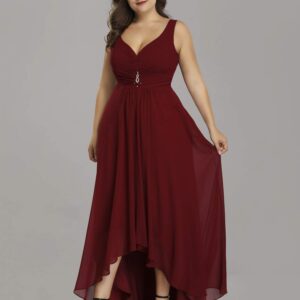 Ever-Pretty Women's V-Neck High Low Chiffon Long Cocktail Dresses for Women Burgundy US20