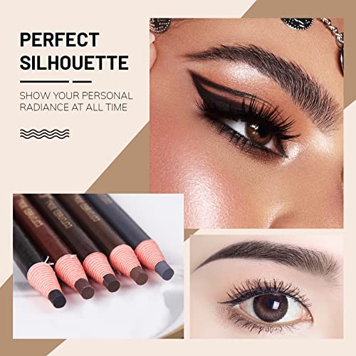 Ownest 6 Pcs Pull Cord Peel-off Eyebrow Pencil Tattoo Makeup and Microblading Supplies Set for Marking, Filling and Outlining, Waterproof and Durable Permanent Eyebrow Liner-Black