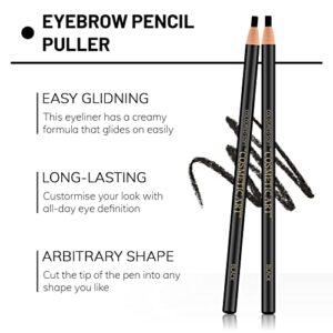 Ownest 6 Pcs Pull Cord Peel-off Eyebrow Pencil Tattoo Makeup and Microblading Supplies Set for Marking, Filling and Outlining, Waterproof and Durable Permanent Eyebrow Liner-Black