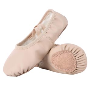 dynadans soft leather ballet shoes/ballet slippers/dance shoes for girls and boys (toddler/little/big kid/women)-nude-4m big kid