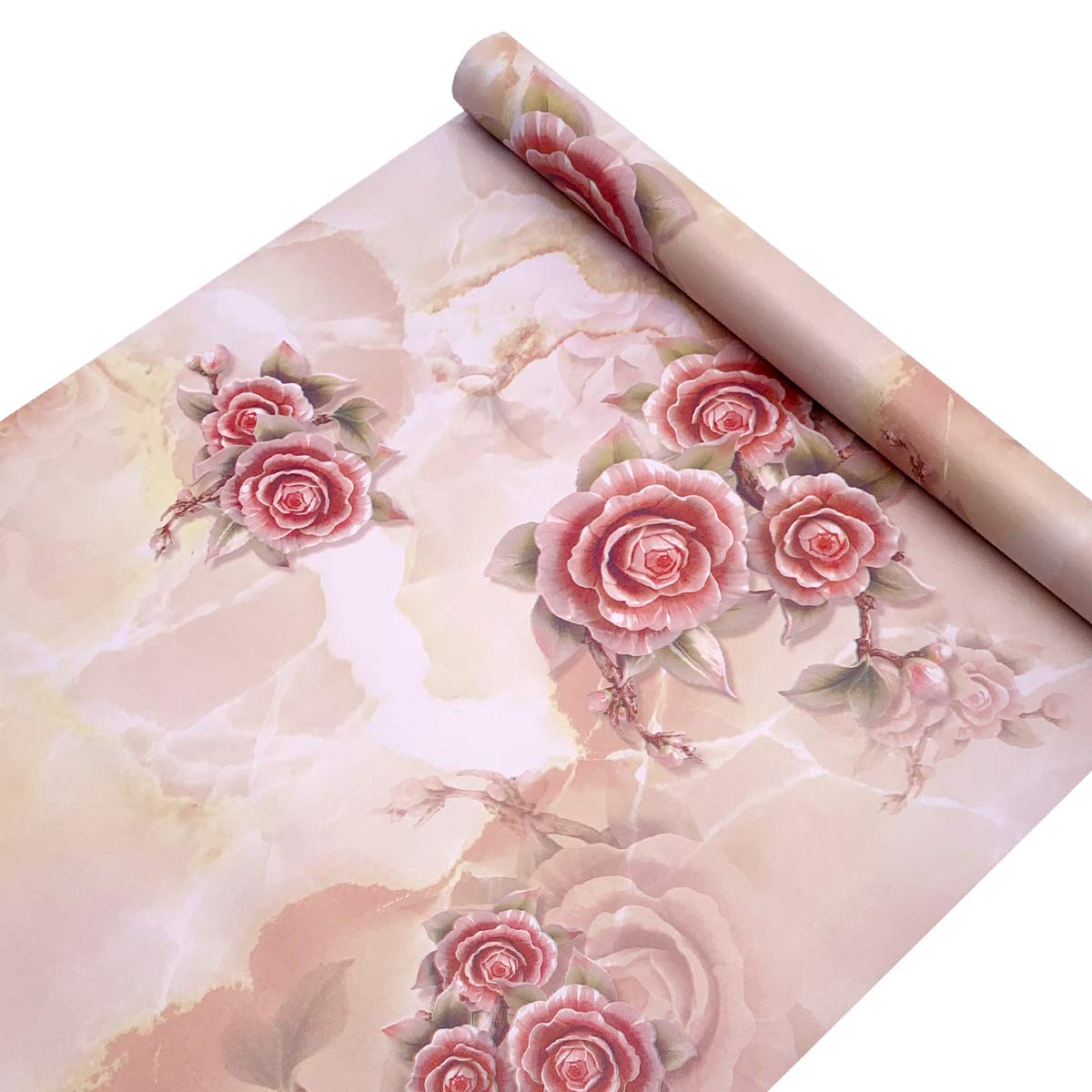 Yifely Vintage Rose Shelf Paper Floral Drawer Liner Refresh Home School Supply Storage Boxes Self-Adhesive 17.7 Inch by 9.8 Feet