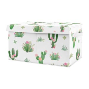 sweet jojo designs pink and green boho watercolor girl baby nursery or kids room small fabric toy bin storage box chest for cactus floral collection