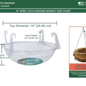 Curtis Wagner Plastics Hanging Wire Coco Basket Drip Pan (5-Pack) - 12-14 Inch - Fast & Easy Snaps, Used Indoors, Outdoors & Garden Potting