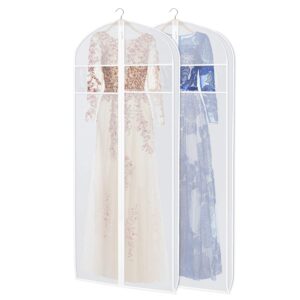 zilink dress garment bags for storage 72-inch with clear window and 3" gusset dress cover bag for long evening dresses,fur coat, long dress gown closet storage
