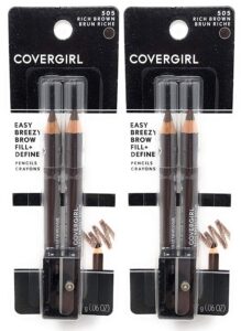 covergirl brow & eye makers brow shaper & eyeliner, midnight brown 505.06 oz (pack of 2)