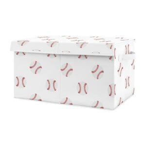 sweet jojo designs red and white sports boy baby nursery or kids room small fabric toy bin storage box chest for baseball patch collection