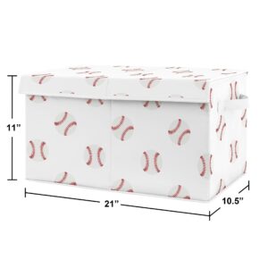 Sweet Jojo Designs Red and White Sports Boy Baby Nursery or Kids Room Small Fabric Toy Bin Storage Box Chest for Baseball Patch Collection