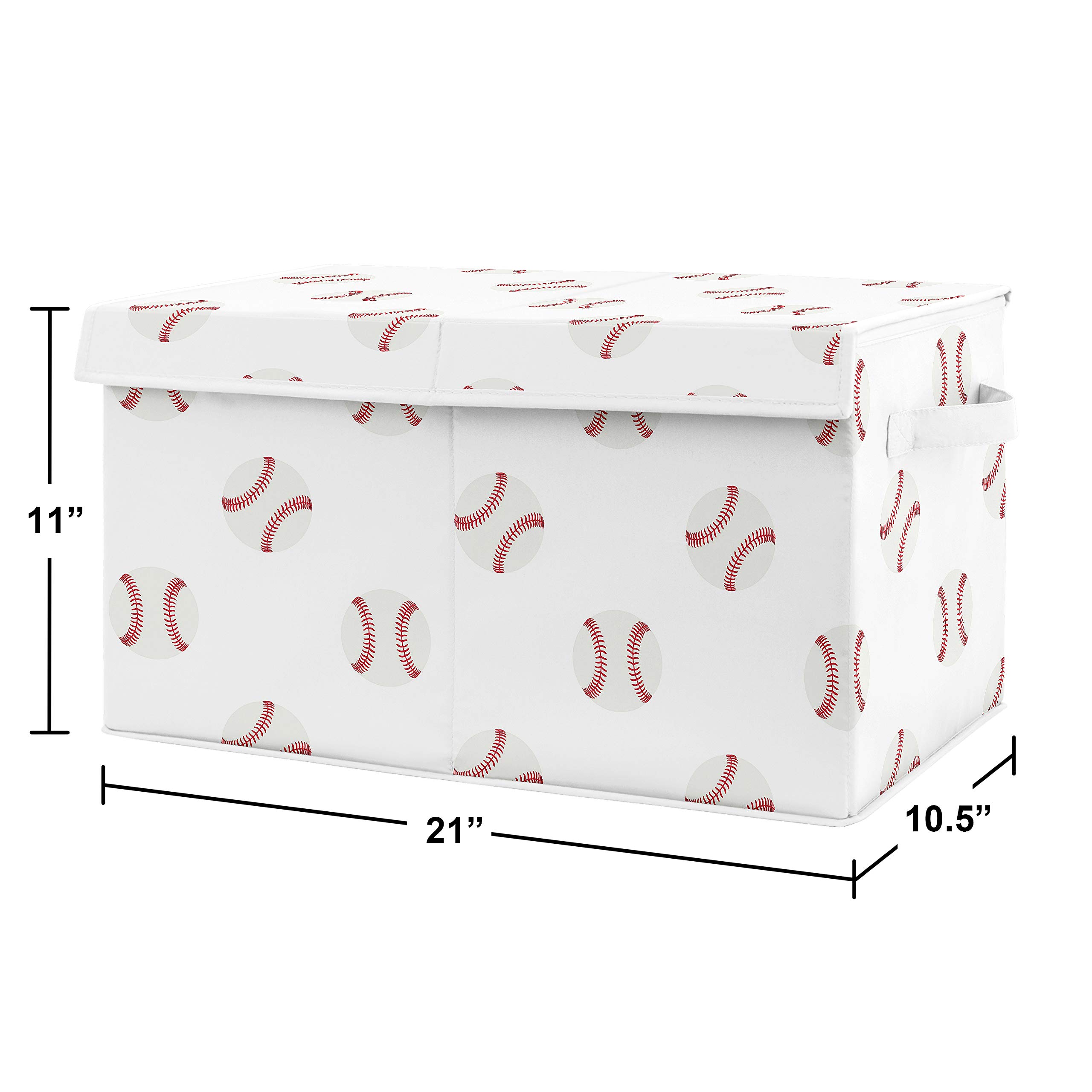 Sweet Jojo Designs Red and White Sports Boy Baby Nursery or Kids Room Small Fabric Toy Bin Storage Box Chest for Baseball Patch Collection