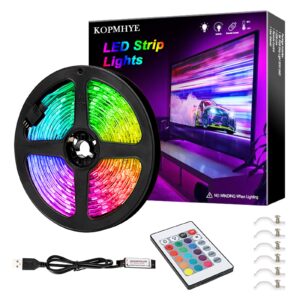 3m 10ft rgb led strip lights, ip65 waterproof colored usb tv backlight with remote, 16 color changing 180 5050 leds bias lighting for hdtv, multicolor for tv pc background lighting, no adapter