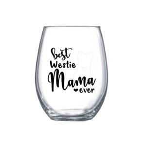 best westie mom ever gifts for women west highland white terrier dog stemless wine glass for her cup idea 0233