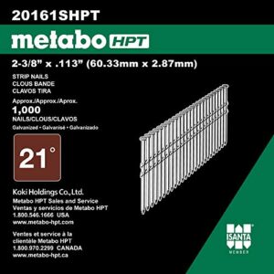 Metabo HPT Framing Nails | 2-3/8 Inch x .113 | 21 Degree | Flat Round Head | Ring Shank | 1,000 Count | 20161SHPT