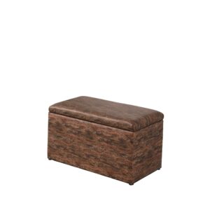 ore international inc. hb4794 18" brown multicolor leatherette marble pattern storage ottoman hidden tray + 1 seat