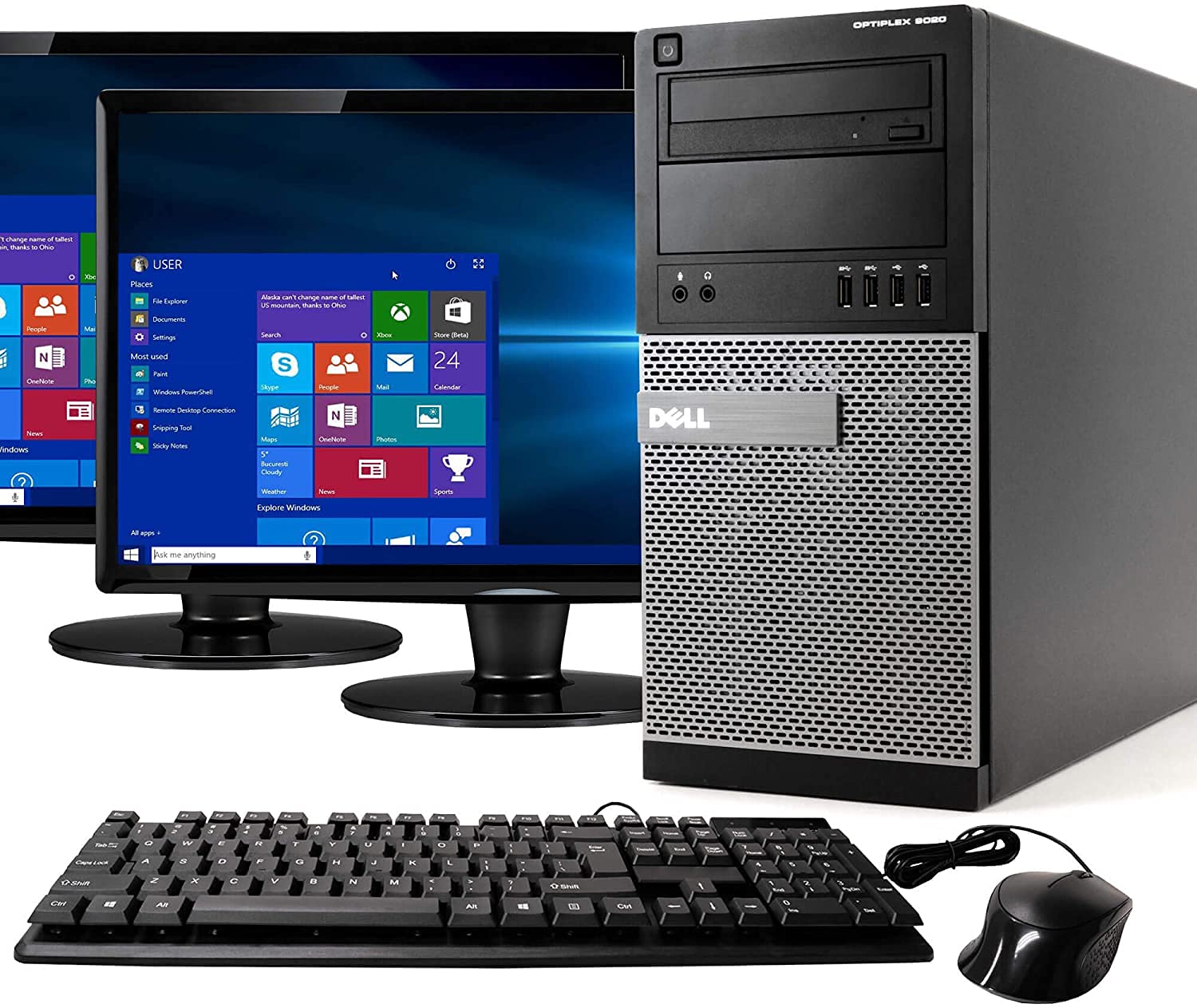 Dell Optiplex 9020 Mini Tower Desktop PC, Intel Core i7-4770, 16GB Ram, 2TB SATA Drive + 256GB SSD WiFi, DVD-RW, Dual 22 LCD, Windows 10 Pro (Renewed)