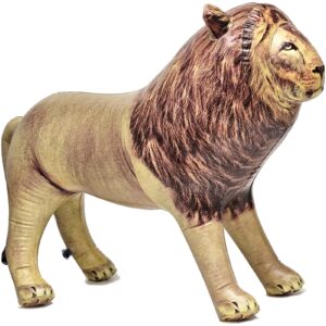 jet creations 36” long inflatable male lion toy - desert tan lion king of african jungle figure for safari party decoration, wildlife photo prop, realistic design, easy to inflate, 1 pc