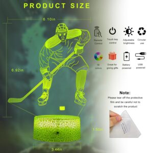 FlyonSea Kids Ice Hockey Gifts,Ice Hockey Toys 16 Color Changing Kids Night Light with Touch and Remote Control, Mens Ice Hockey Decor Light Birthday Christmas Gifts for Kids Boys Baby